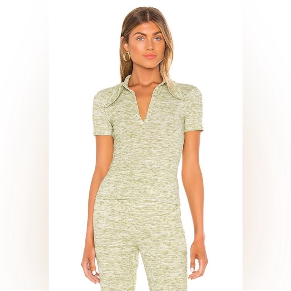 Green V Neck Collar Tee